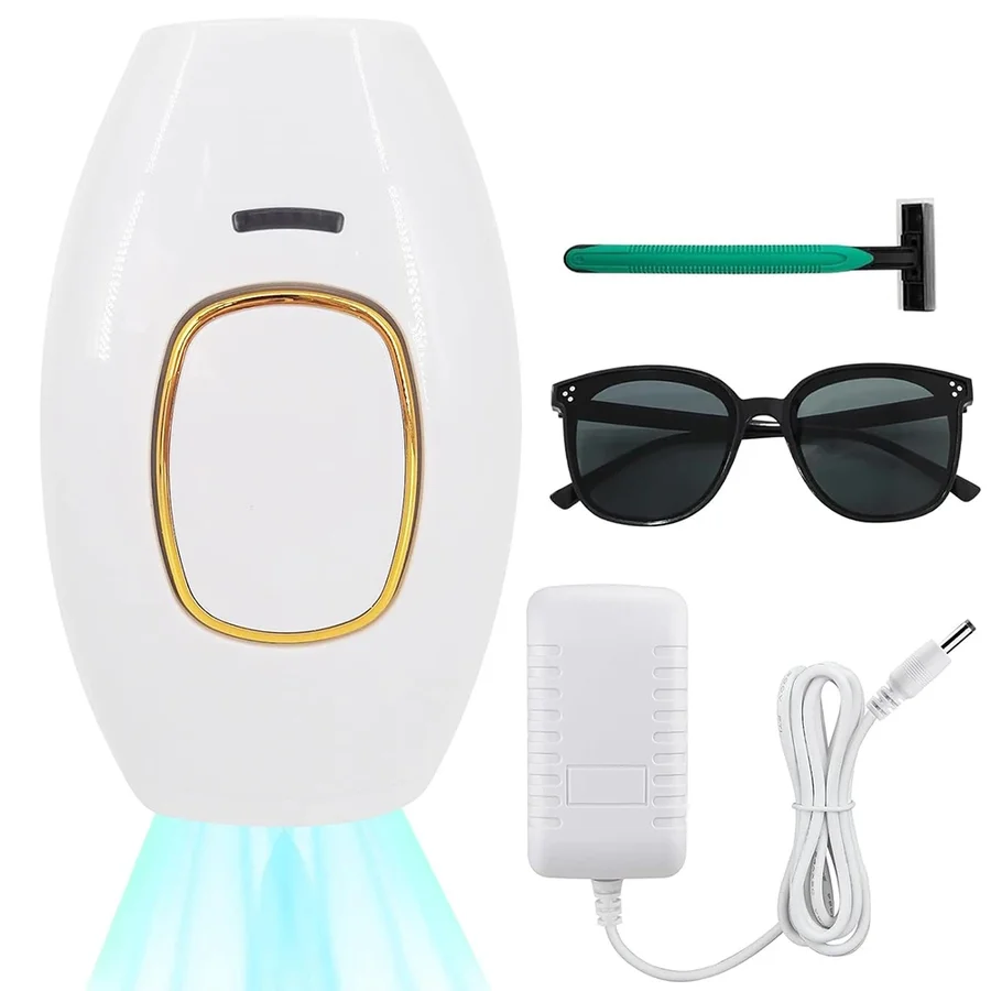 Épilateur, rasoir, lunettes et adaptateur secteur